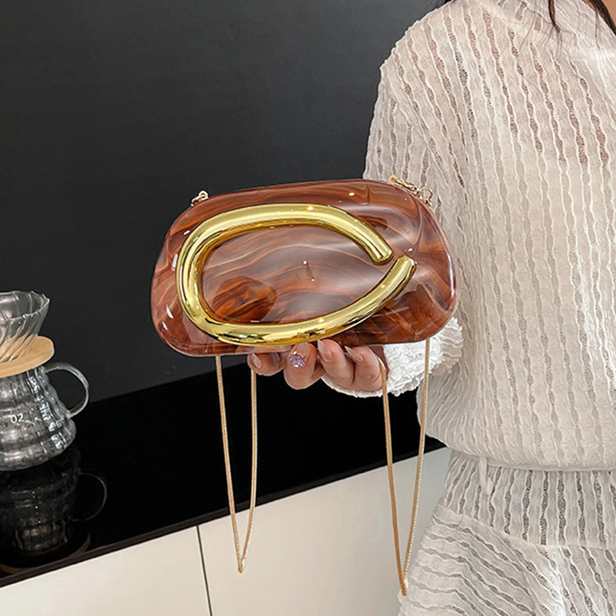 Acrylic Metal Handle Evening Bag – Women's Clutch Handbag