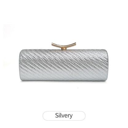 Woven Cylindrical Evening Clutch Bag for Women