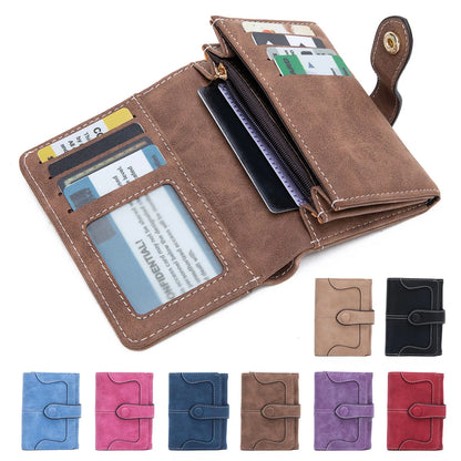 Women's Bifold Snap Wallet – Compact Vintage Short Purse