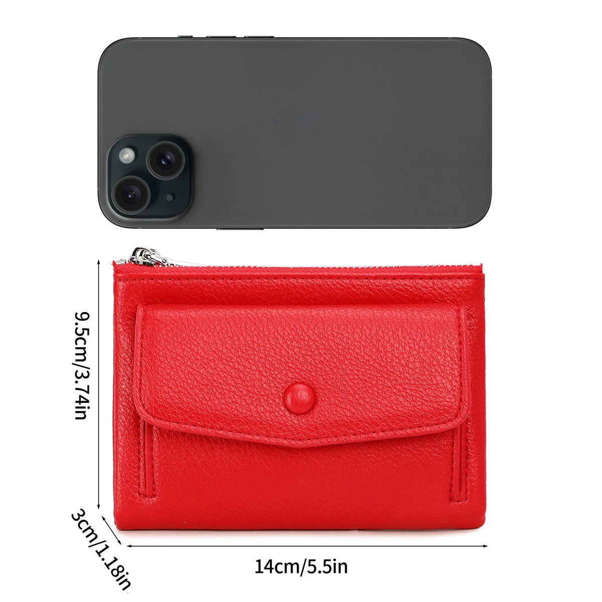 Women's Zip Coin Purse – Multi-Card Short Wallet with Buckle