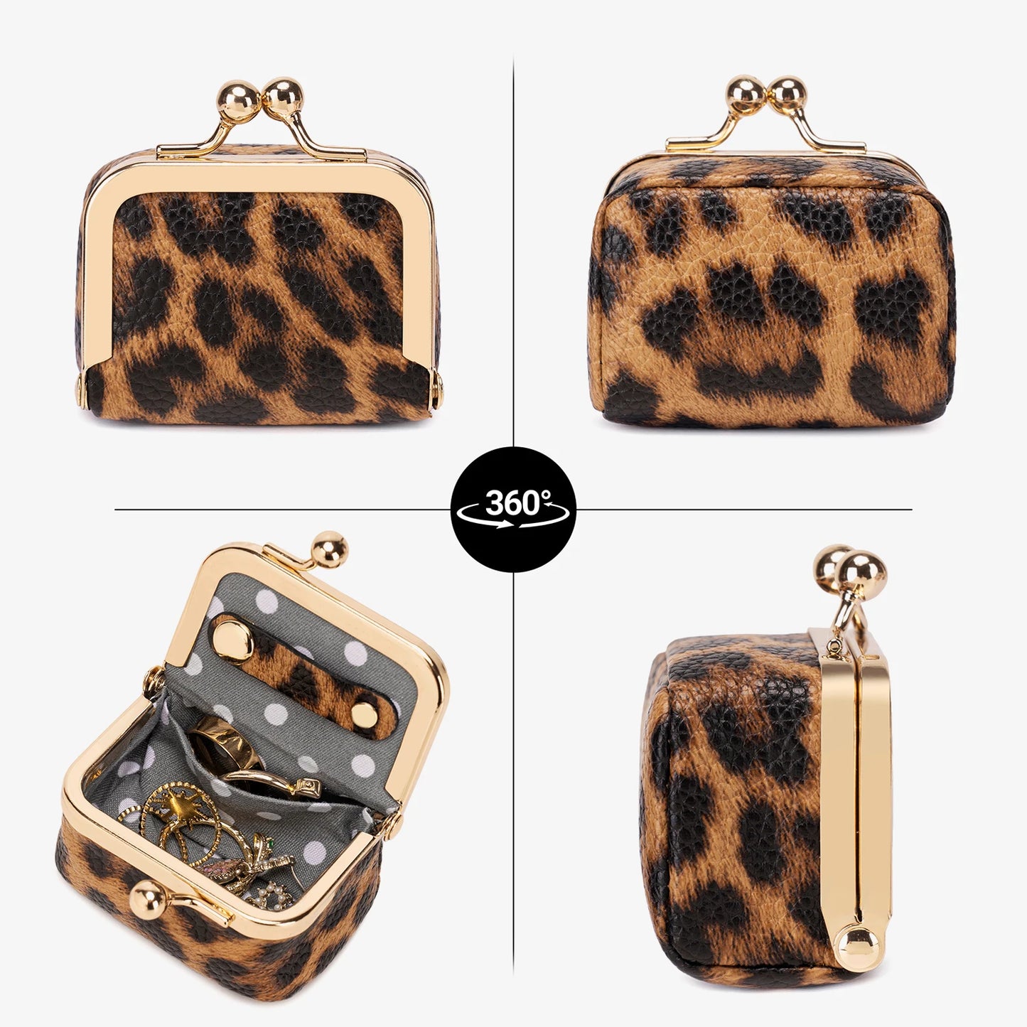 Leopard Print Mini Jewelry Box & Coin Purse for Women