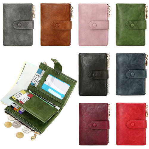Women's Retro Trifold Wallet – Large Capacity Double Zipper Card Holder