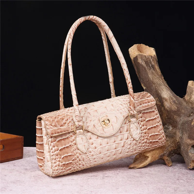 Crocodile Pattern PU Leather Shoulder Handbag for Women