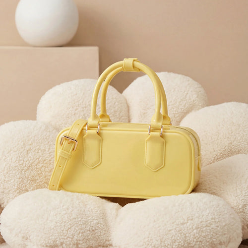 Mini PVC Crossbody Bag for Women – Cute Solid Color Shoulder Bag with Detachable Strap
