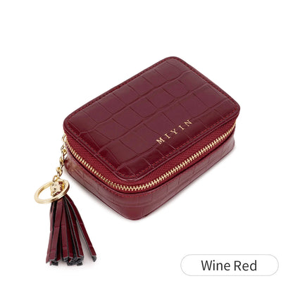 Crocodile Pattern Mini Pouch – Women's Tassel Zipper Square Bag