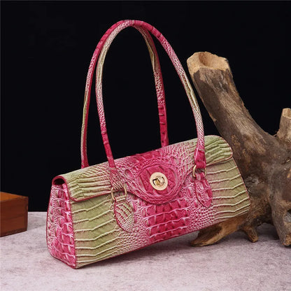 Crocodile Pattern PU Leather Shoulder Handbag for Women