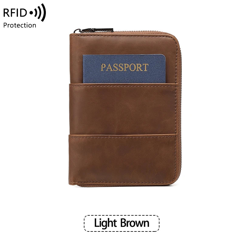 RFID Blocking Passport Wallet – Zipper Travel Document & Card Holder for Men & Women