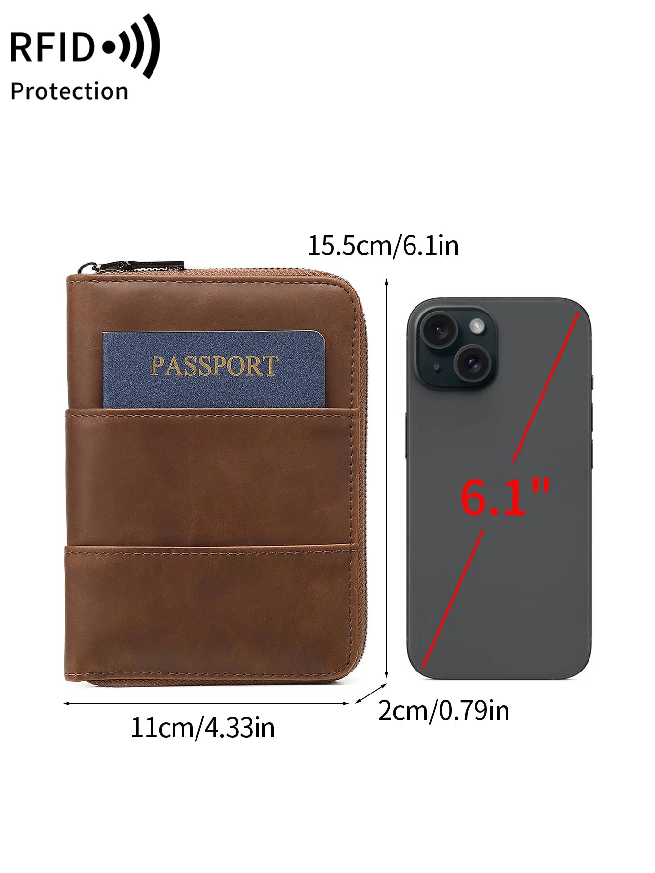 RFID Blocking Passport Wallet – Zipper Travel Document & Card Holder for Men & Women