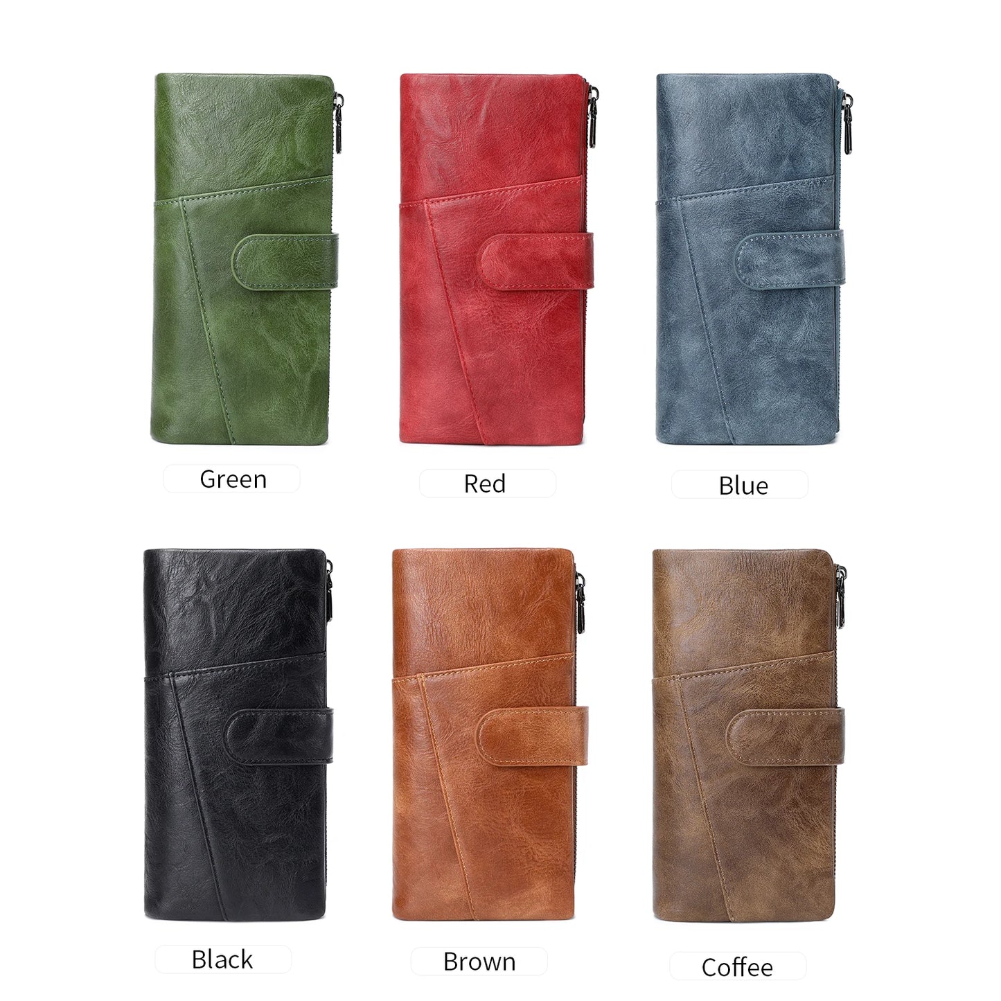 RFID Blocking Women's Long Wallet – Multi-Card Slot Double Zipper Clutch