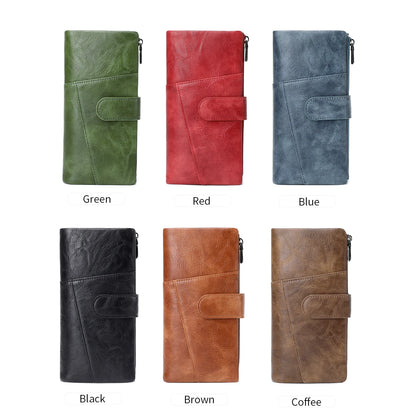 RFID Blocking Women's Long Wallet – Multi-Card Slot Double Zipper Clutch