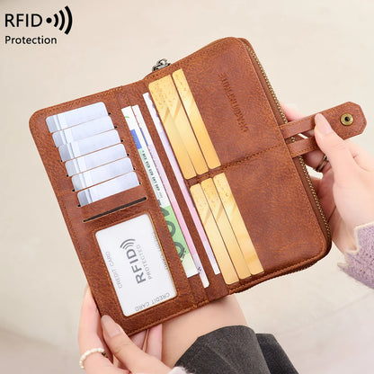 RFID Blocking Clutch Bag – Large Capacity Multi-Card Slot Wallet with Animal Print