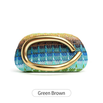 Woven Clutch Bag – Women's Colorful Evening Bag with Gold Metal Buckle