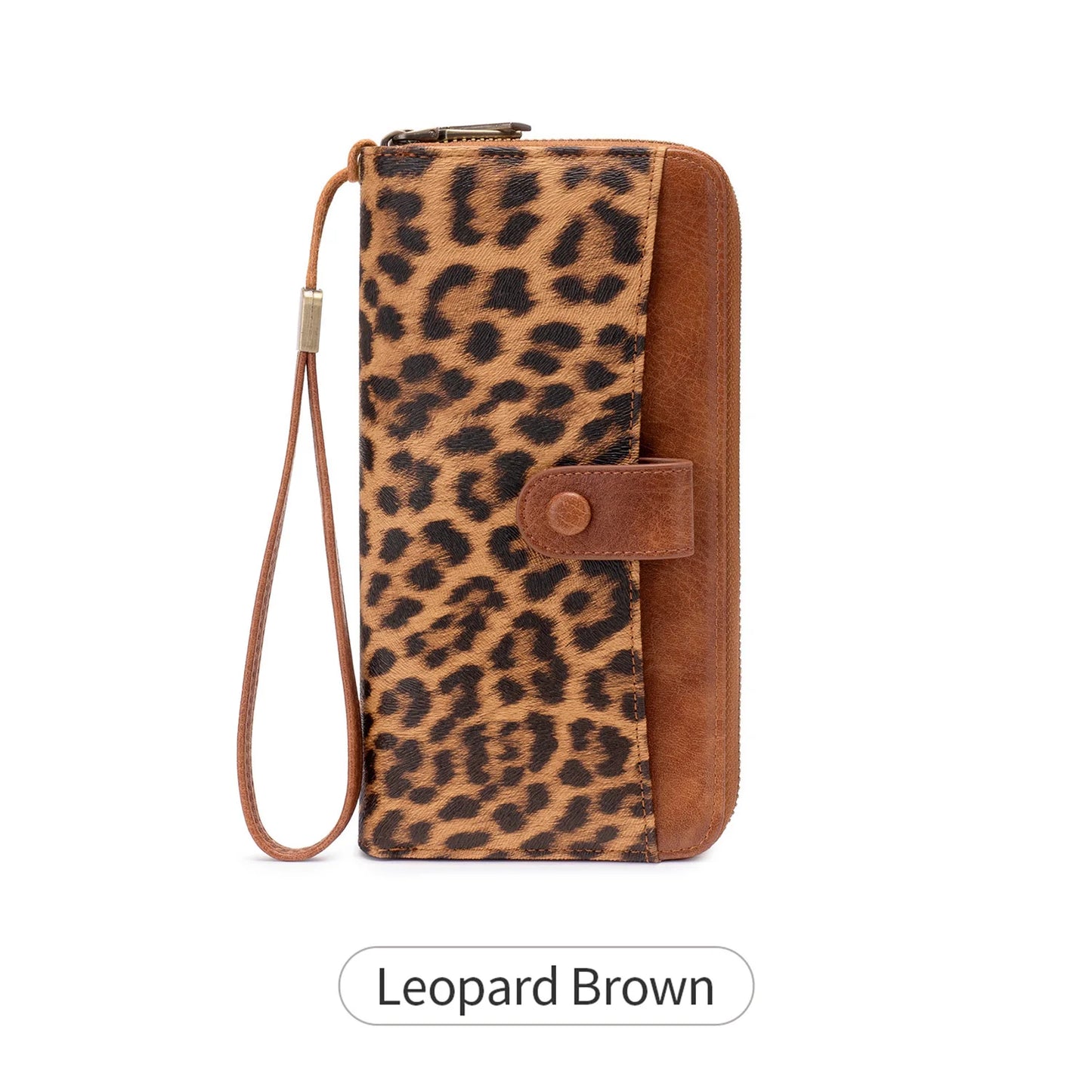 Women's Long Wallet – Double Zipper Accordion Card Holder Clutch with Wrist Strap