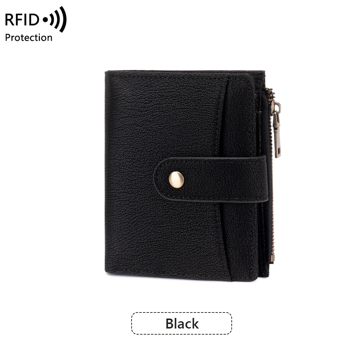 RFID Blocking Women's Trifold Wallet Short PU Leather Card Holder
