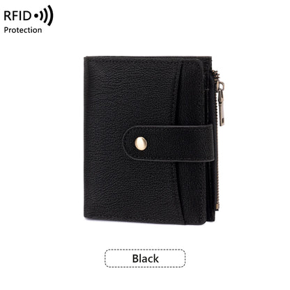 RFID Blocking Women's Trifold Wallet Short PU Leather Card Holder