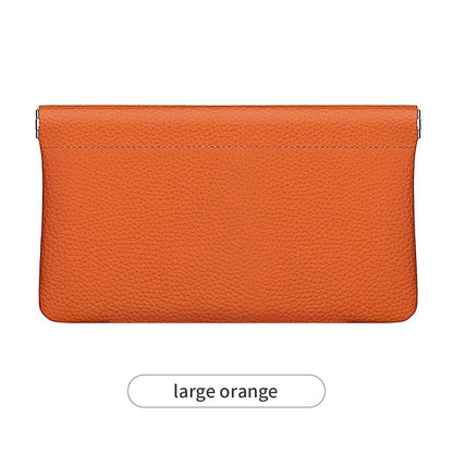 Self-Closing PU Leather Long Wallet Women Squeeze Coin Purse