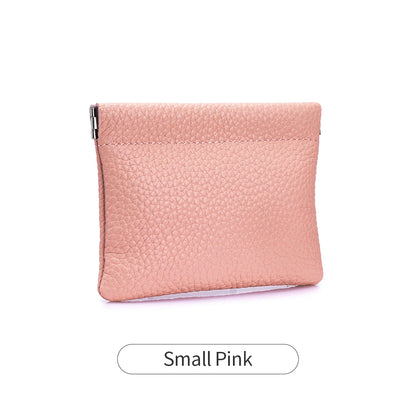 Self-Closing PU Leather Long Wallet Women Squeeze Coin Purse