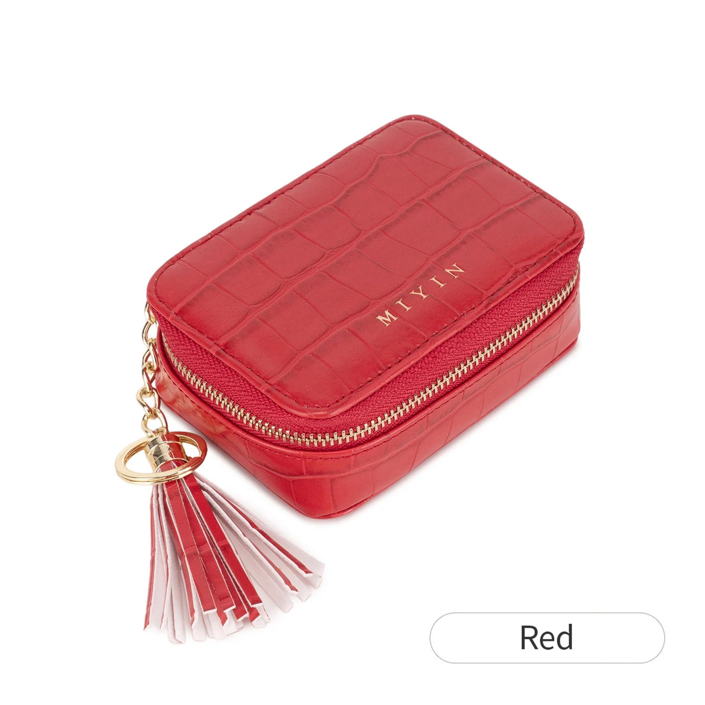 Crocodile Pattern Mini Pouch – Women's Tassel Zipper Square Bag