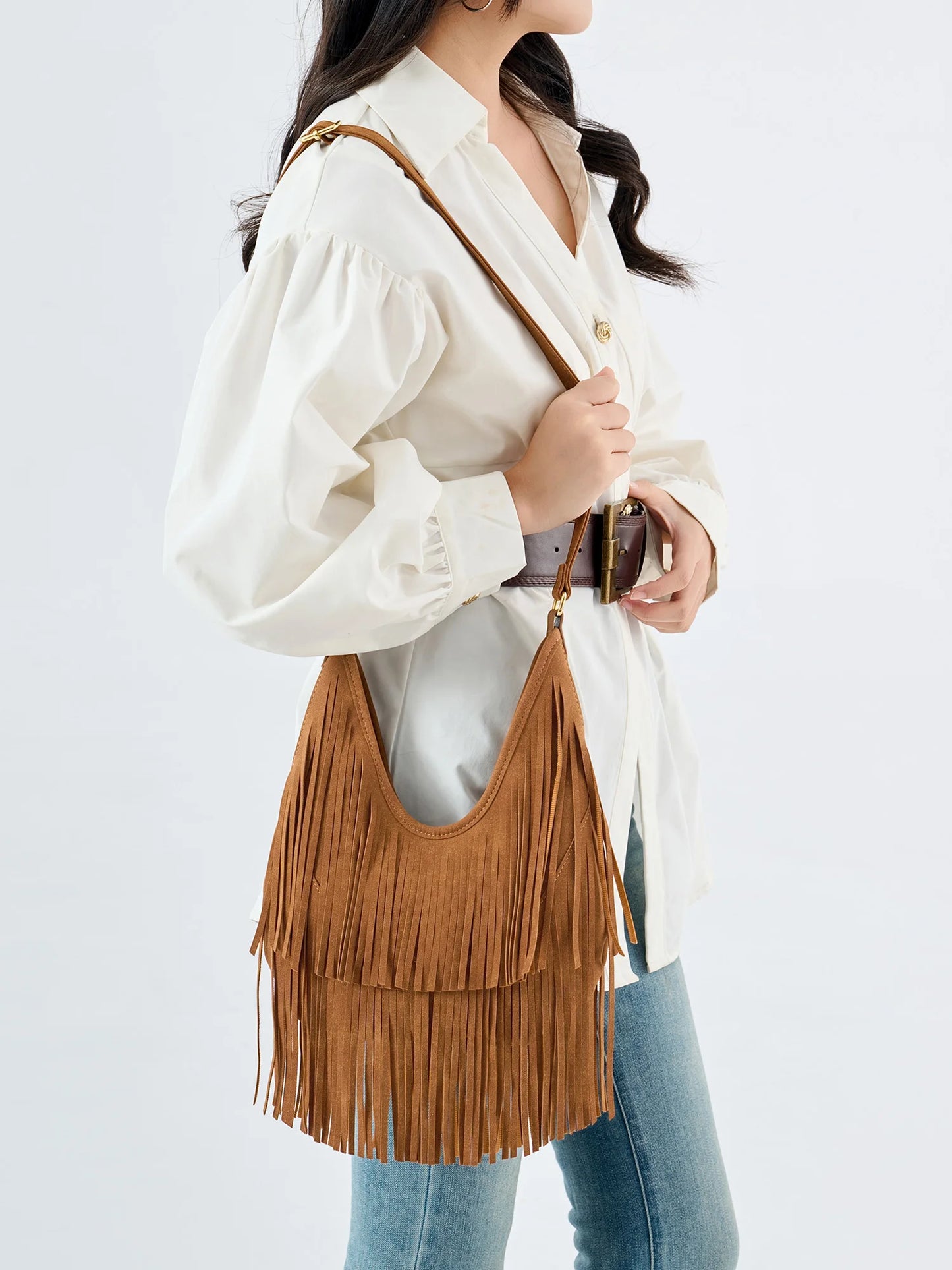 Fringe Crossbody Bag – Women's Boho Tassel Shoulder Tote