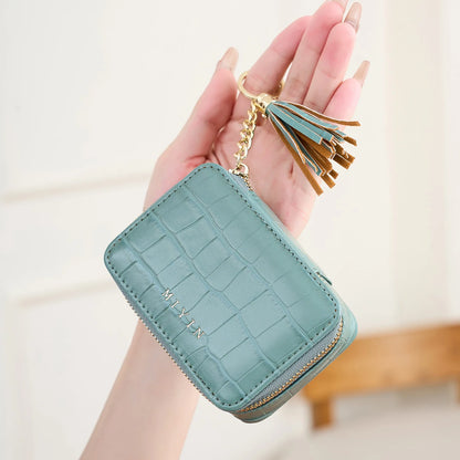 Crocodile Pattern Mini Pouch – Women's Tassel Zipper Square Bag