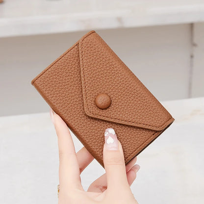 RFID Blocking Mini Wallet – Lychee Leather Envelope Card Holder