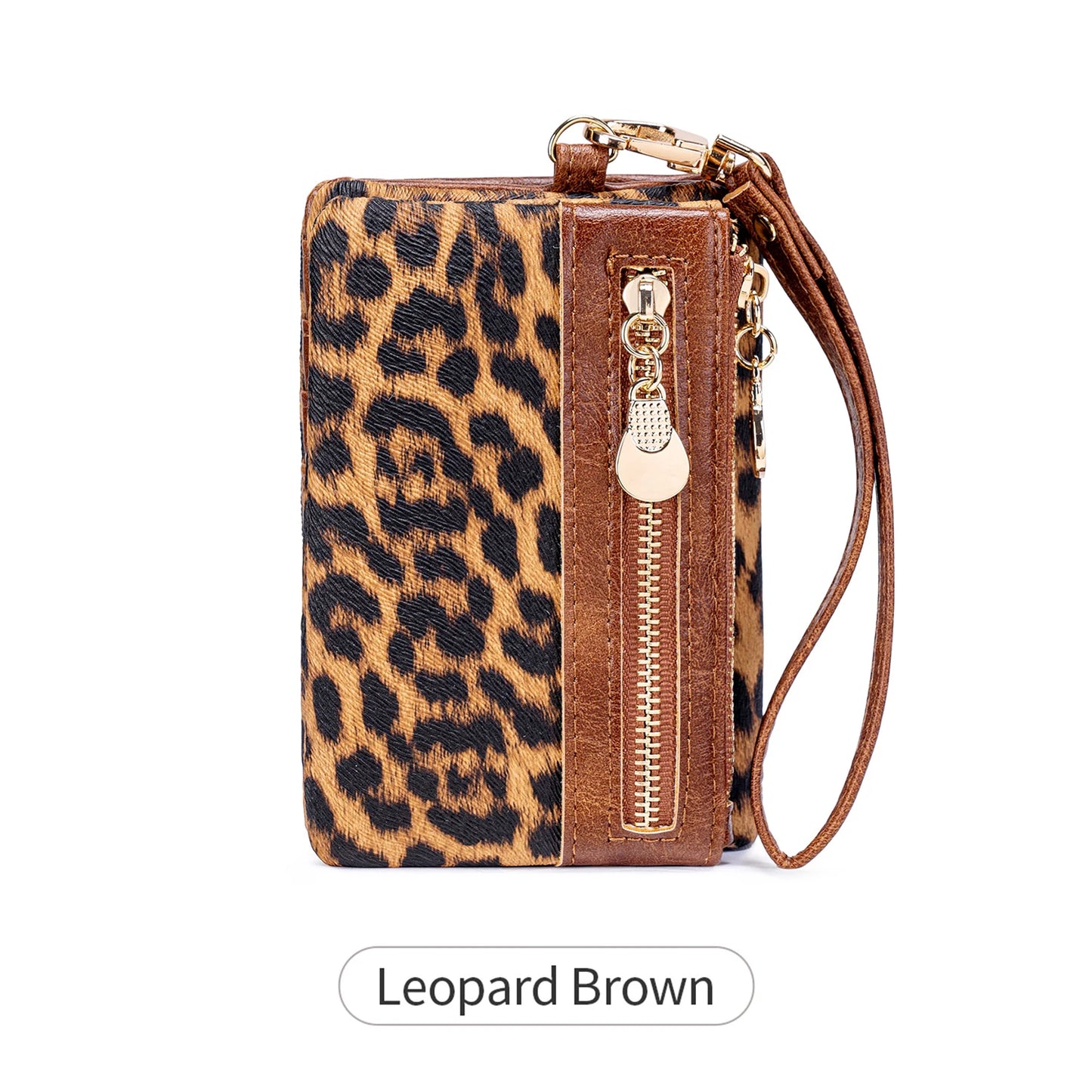 Leopard Print Women's Wallet Large Capacity Zipper Wristlet