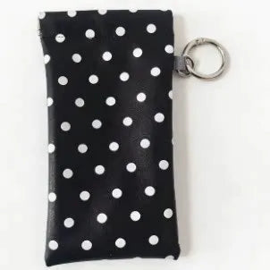 Polka Dot Glasses Pouch with Key Ring – PU Leather Eyewear Case