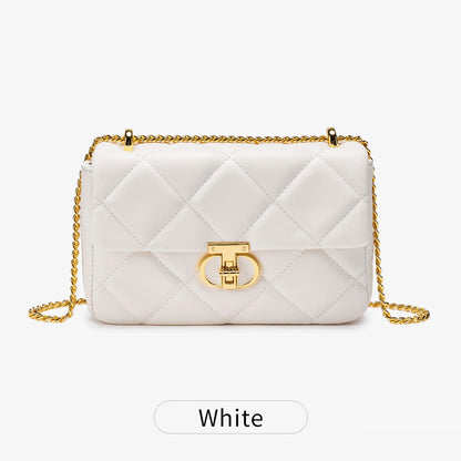 Quilted PU Leather Shoulder Bag – Women's Chain Crossbody Handbag