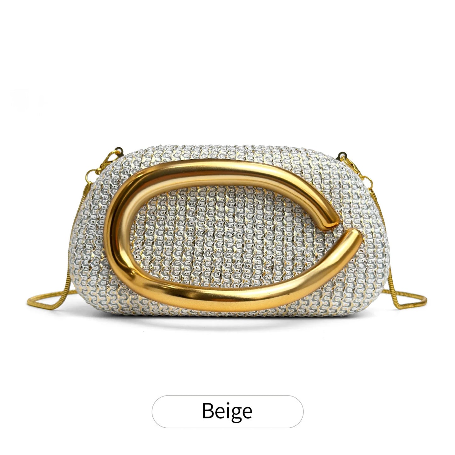 Crystal Evening Bag – Women's Sparkling Diamond Clutch with Gold Chain Shoulder Strap