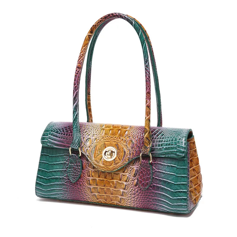 Crocodile Pattern PU Leather Shoulder Handbag for Women