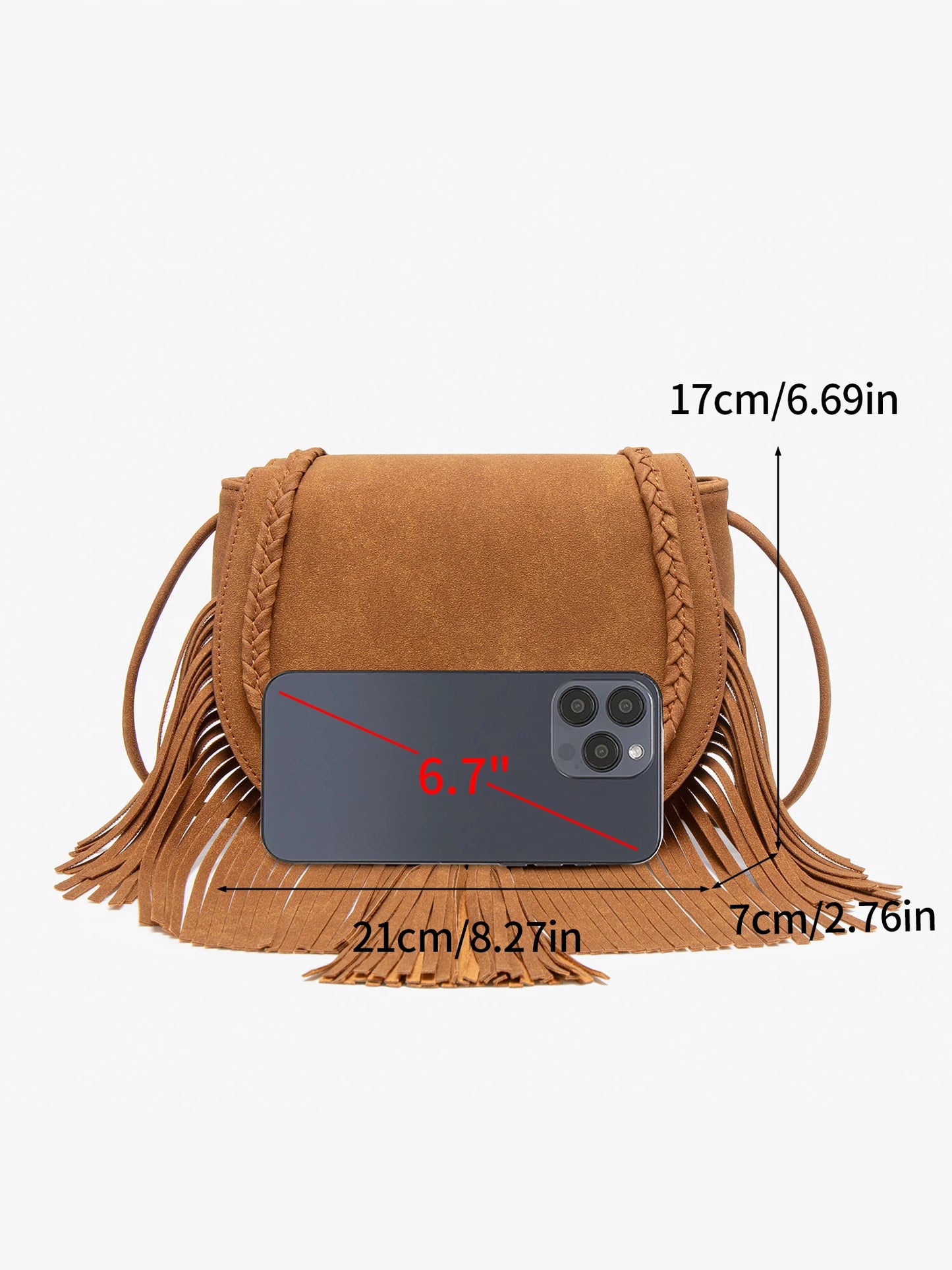 Boho Fringe Tassel Crossbody Bag – Women's Vegan Leather Shoulder Bag