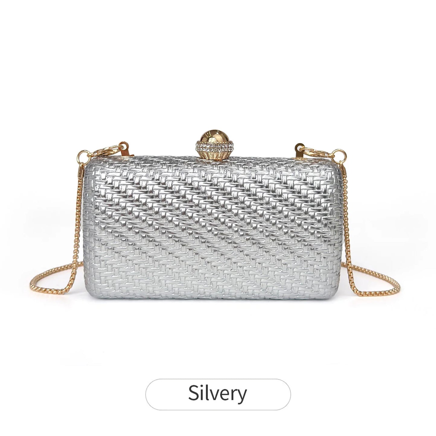 Sparkling Diamond Clasp Evening Clutch Bag