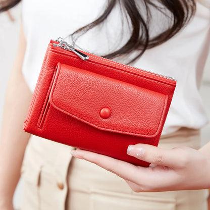 Women's Zip Coin Purse – Multi-Card Short Wallet with Buckle