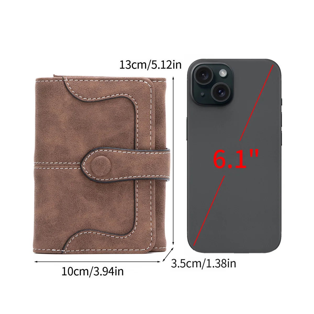 Women's Bifold Snap Wallet – Compact Vintage Short Purse