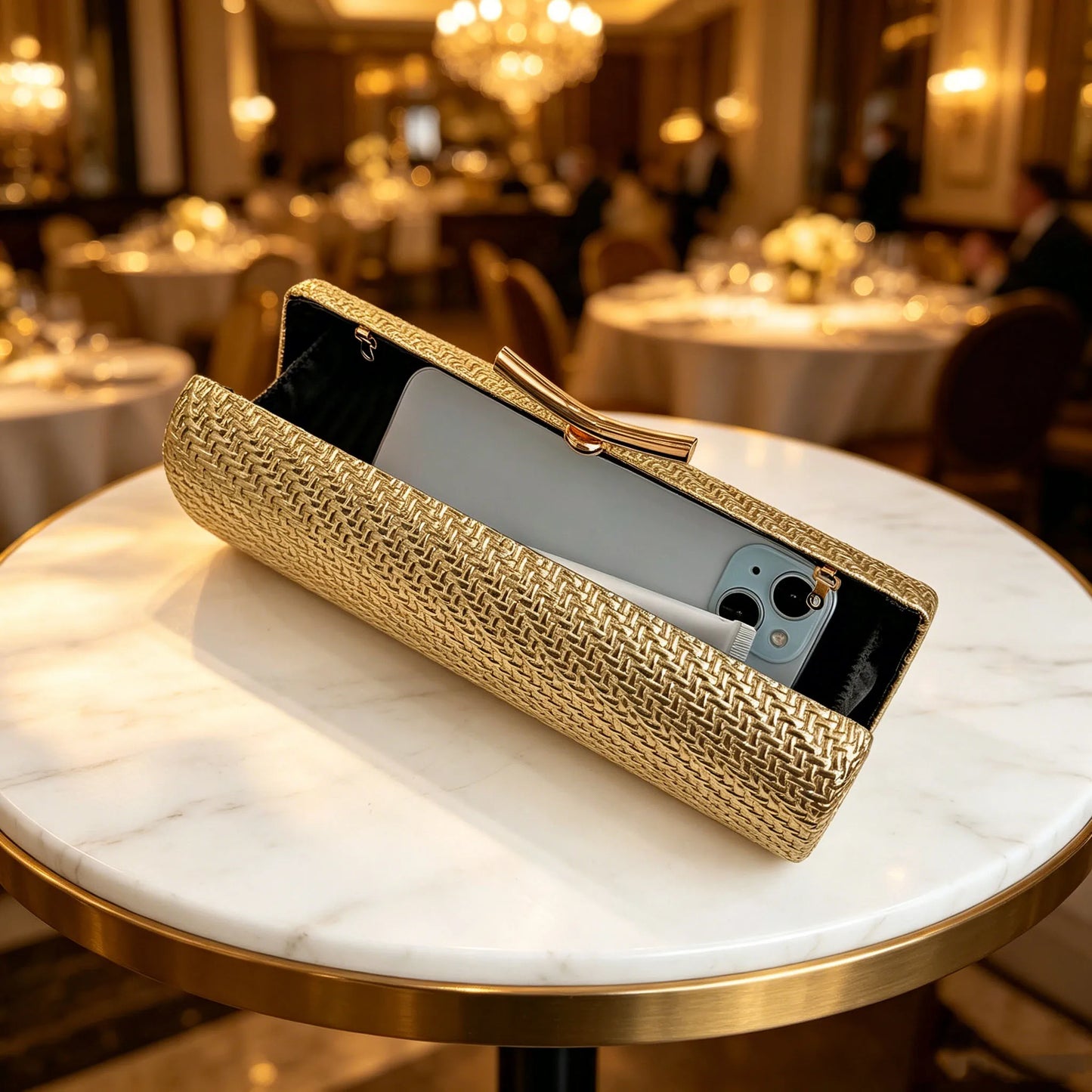 Woven Cylindrical Evening Clutch Bag for Women