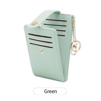 RFID Blocking Women's Mini Wallet with Card Slots & Keychain