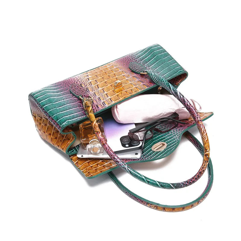 Crocodile Pattern PU Leather Shoulder Handbag for Women