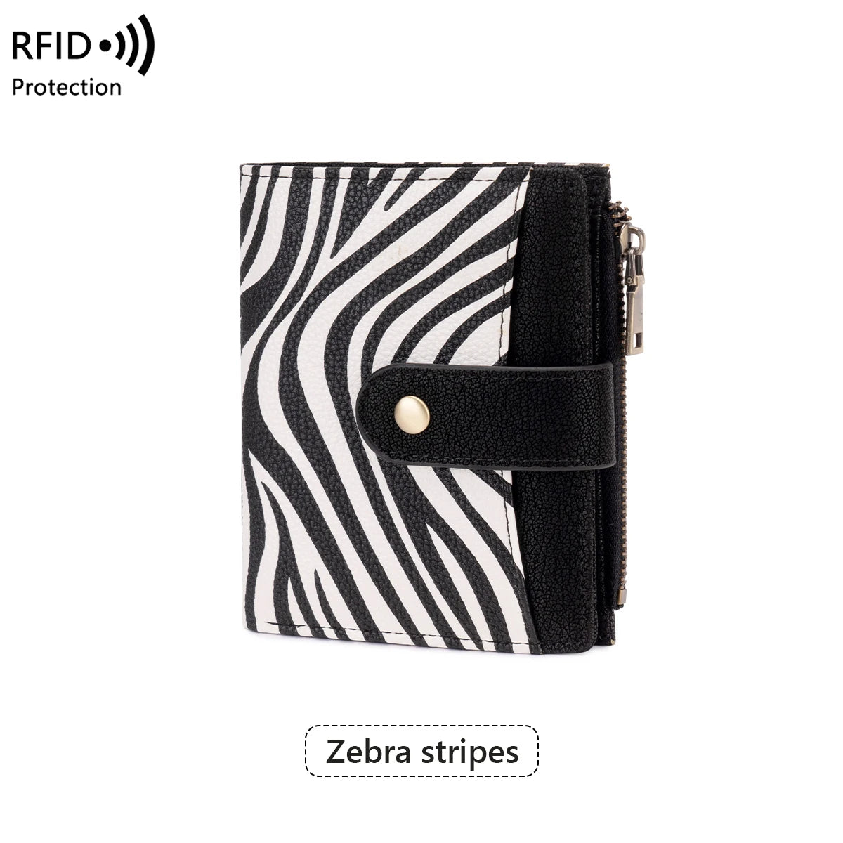 RFID Blocking Women's Trifold Wallet Short PU Leather Card Holder