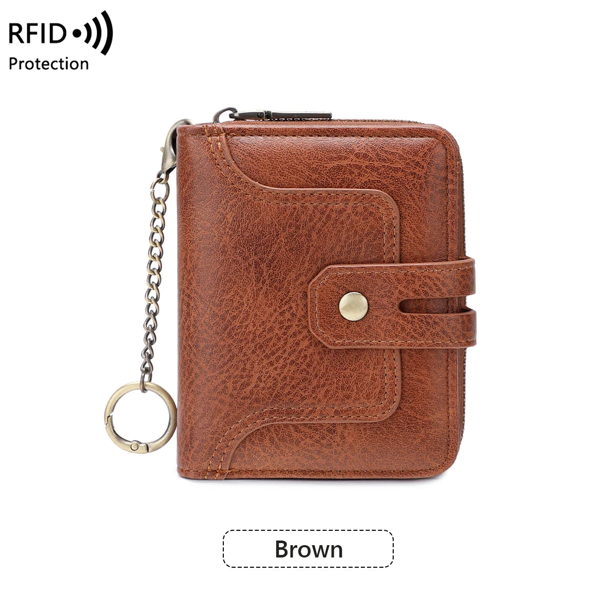 RFID Blocking Short Wallet for Women – Animal Print Coin Purse with Key Ring