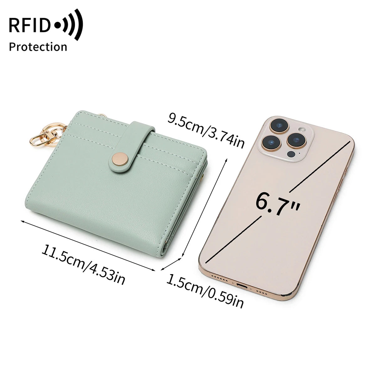 RFID Blocking Slim Bifold Card Wallet with Keychain – Women