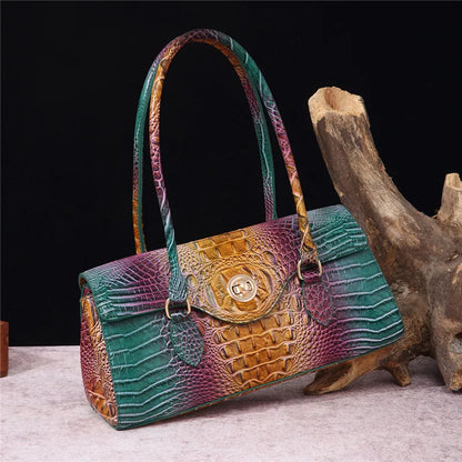 Crocodile Pattern PU Leather Shoulder Handbag for Women