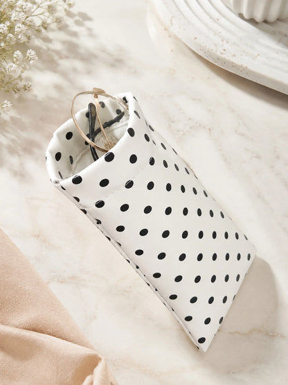 Polka Dot Glasses Case with Auto-Close – Soft PU Leather Eyewear Pouch