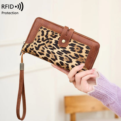 RFID Blocking Clutch Bag – Large Capacity Multi-Card Slot Wallet with Animal Print