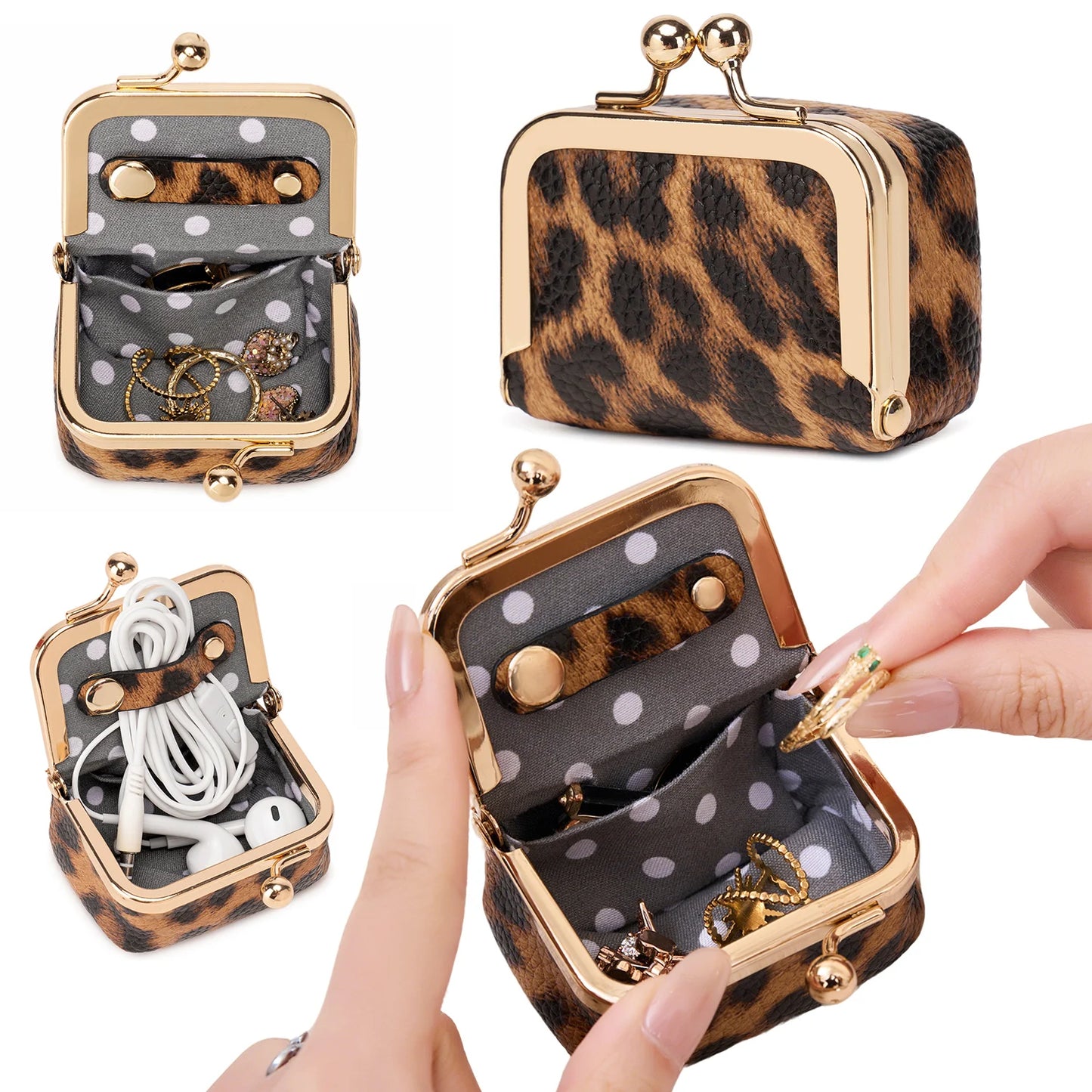 Leopard Print Mini Jewelry Box & Coin Purse for Women