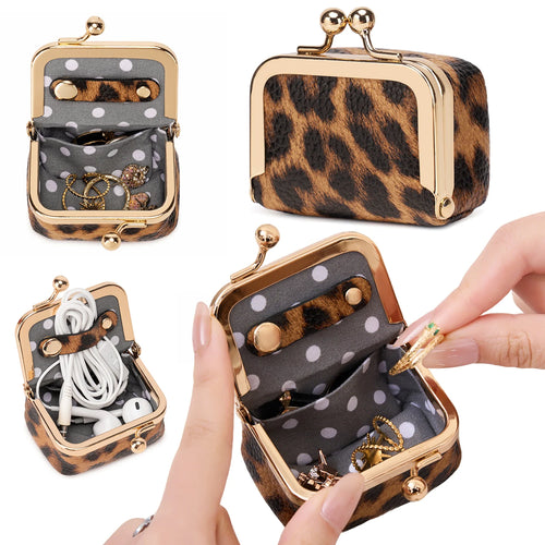 Leopard Print Mini Jewelry Box & Coin Purse for Women