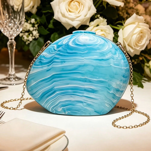 Acrylic Shell Evening Bag Women's Clutch with Chain Strap