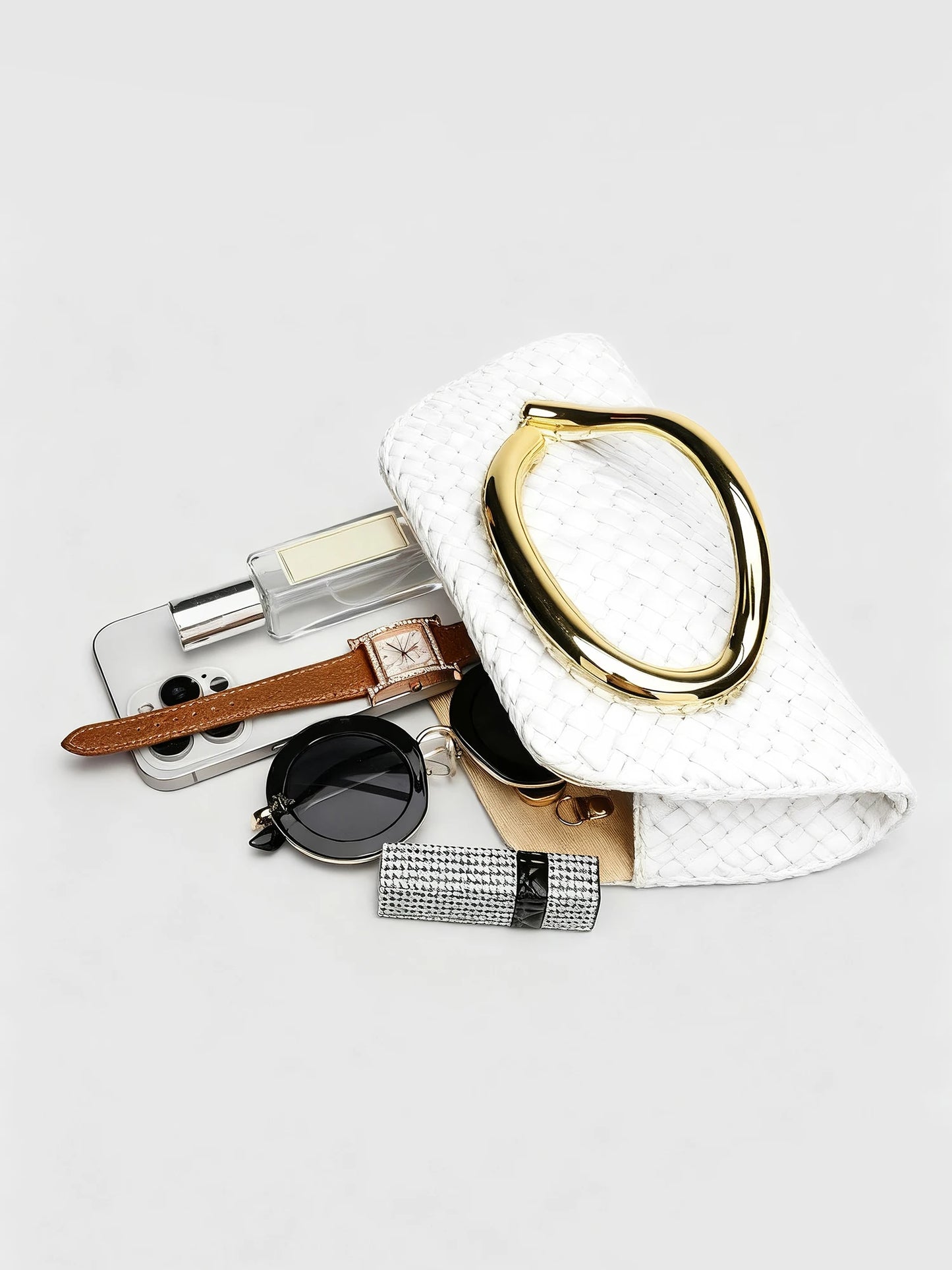 Women's Luxury Evening Clutch Bag – Chain Shoulder Crossbody with Gold Clasp