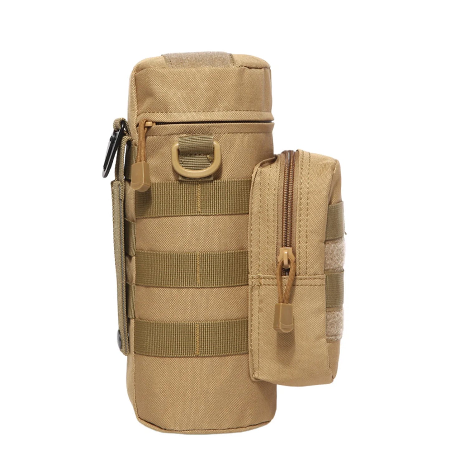 Tactical MOLLE Water Bottle Holder with Accessory Pouch & Shoulder Strap