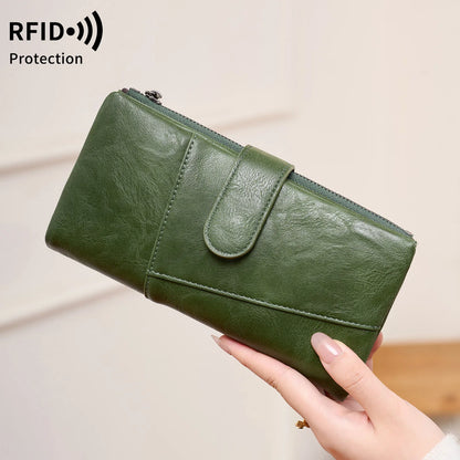 RFID Blocking Women's Long Wallet – Large Capacity Tri-Fold Clutch