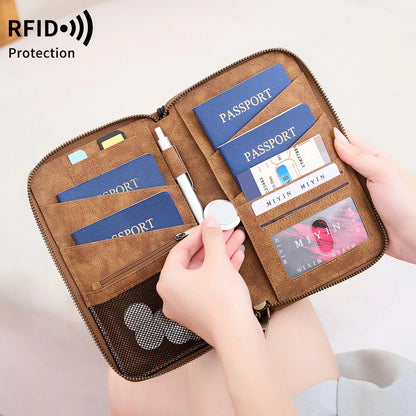 RFID Passport Holder Travel Wallet – Large Capacity PU Leather